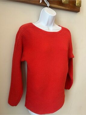 🟢 5 for $25 🟢 LOFT Coral Textured Cotton Knit Boat Neck Coastal Quiet Luxury XS